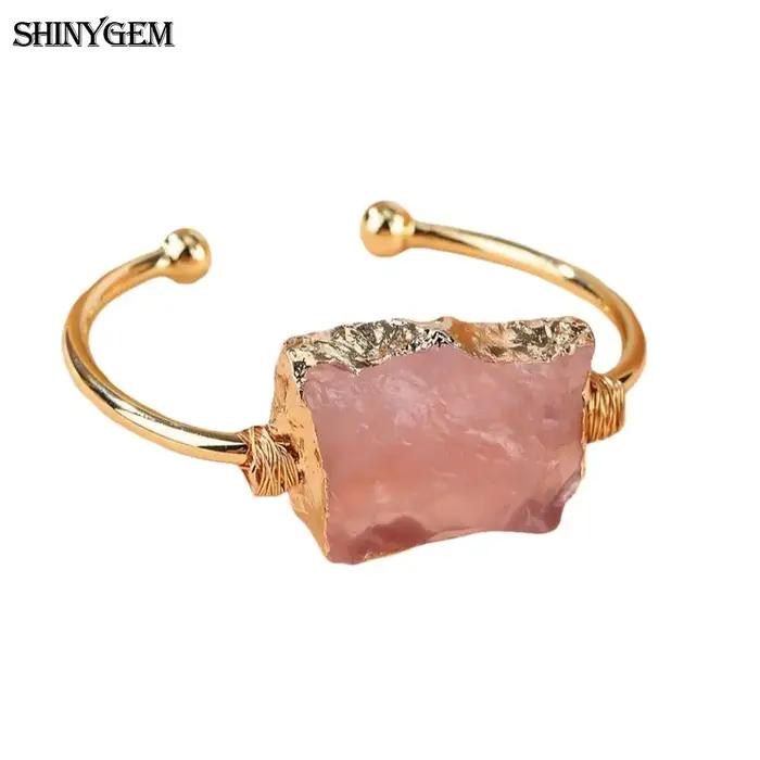 Bracelet pour femmes SHINYGEM Bijoux Guérison Cristal violet rose Enroulement manuel Améthyste naturelle irrégulière