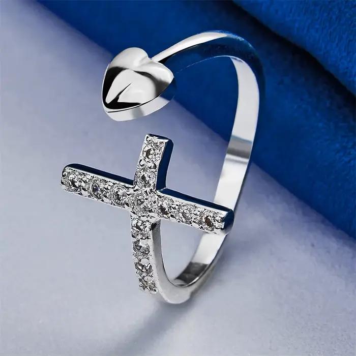 Bague Croisée en Argent Sterling 925 Pour Femmes Mode Partie Accessoire Bijoux Occasions Spéciales