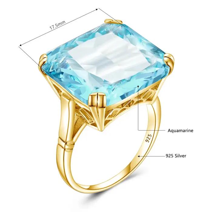Bague en argent sterling 925 sertie d'aigue-marine bleue pour femmes occasions spéciales et cadeaux de fête des mères