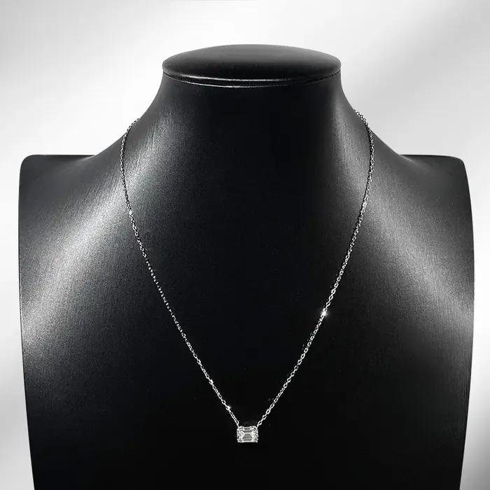 Smyoue 1-3CT Solitaire Moissanite collier pour femmes taille émeraude laboratoire diamant mariage femme