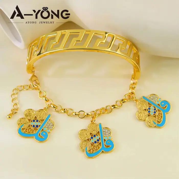 Bracelet Hip Hop Mode Arabe Plaqué Or Breloques Punk Musulmanes Bijoux Vintage Fête Femmes Marocaines Occasions Spéciales
