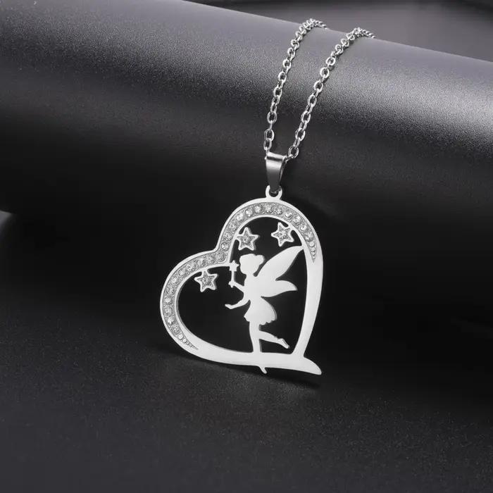 Collier pendentif en cristal elfe mignon bijoux pour filles cadeau de noel anniversaire pâques enfants femmes squelette fantastique fantaisie romantique