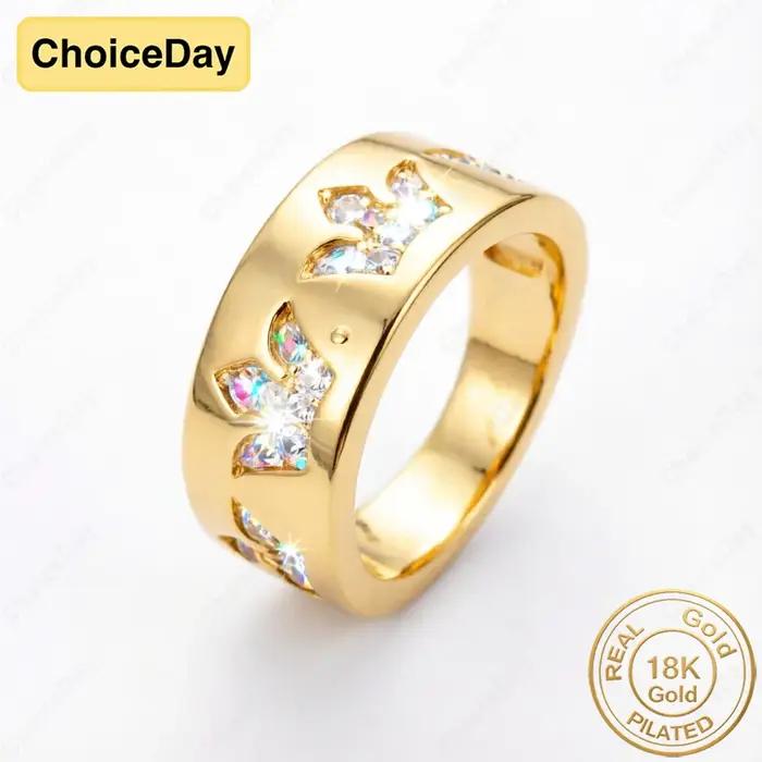 Bague Couronne Luxueuse Plaqué Or 18K avec Zirconium pour Femme – Bijou Tendance pour Mariage et Fête
