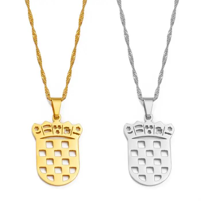 Colliers avec pendentif drapeau de Croatie Anniyo pour femmes, bijoux croates # 262021