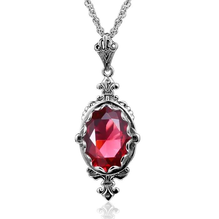 Collier Pendentif Classique pour Femmes en Argent 925 Serti d'Améthyste Cadeau de Fête d'Anniversaire Bijoux Vintage de Luxe de Qualité