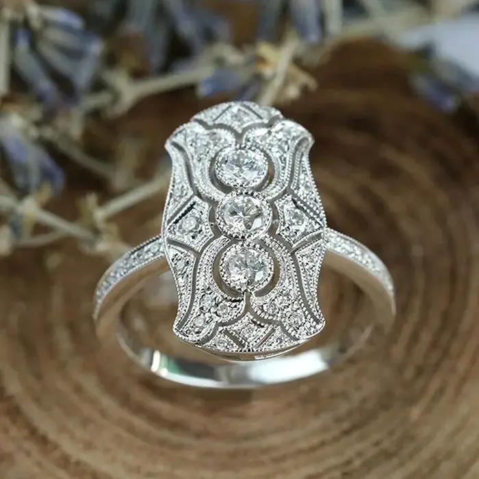 Bague en laiton avec zircone cubique, alliance de mariage pour femme, bijou de cérémonie de fiançailles, cadeau d'occasion spéciale, élégante et durable