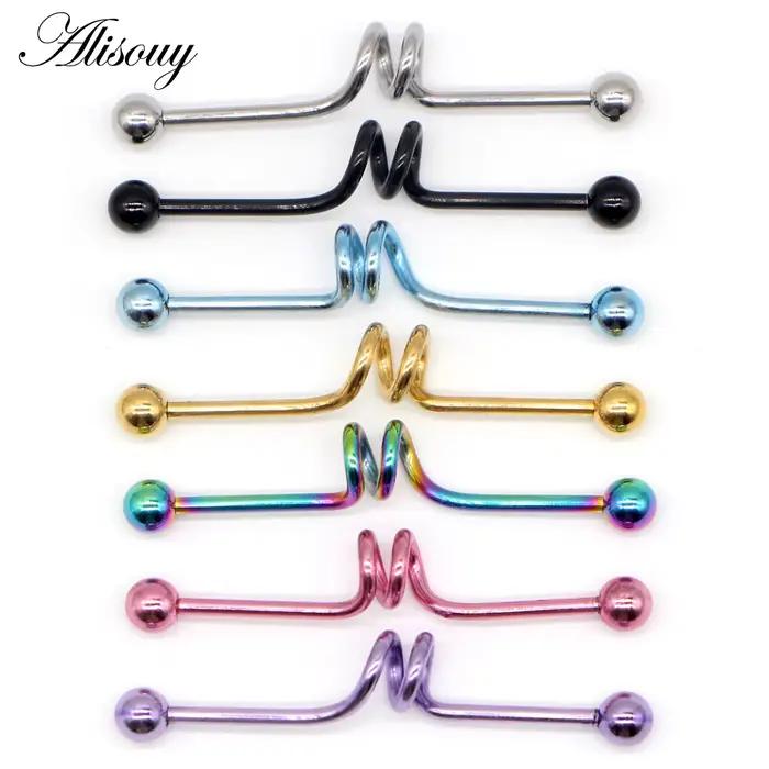 Alisouy 1 PC ZigZag vague acier chirurgical haltère industriel Piercing échafaudage barre Cartilage boucles d'oreilles Orelha Piercing corps bijoux