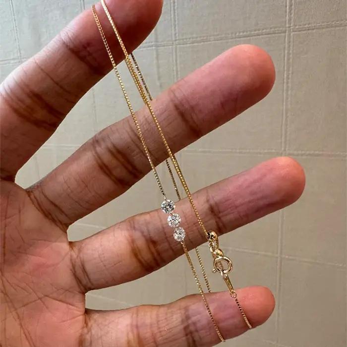 ANENJERY – collier fin à trois Zircons pour femmes