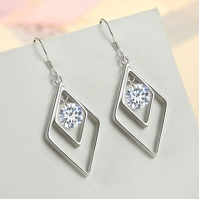 Buyee-Boucles d'oreilles pendantes en argent regardé 925 pour femmes et filles, grandes boucles d'or