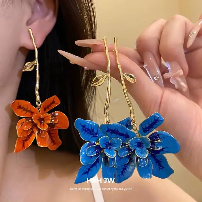 Boucles d'oreilles fleur design rétro élégantes et luxueuses accessoires pour oreilles bijoux femme occasions spéciales
