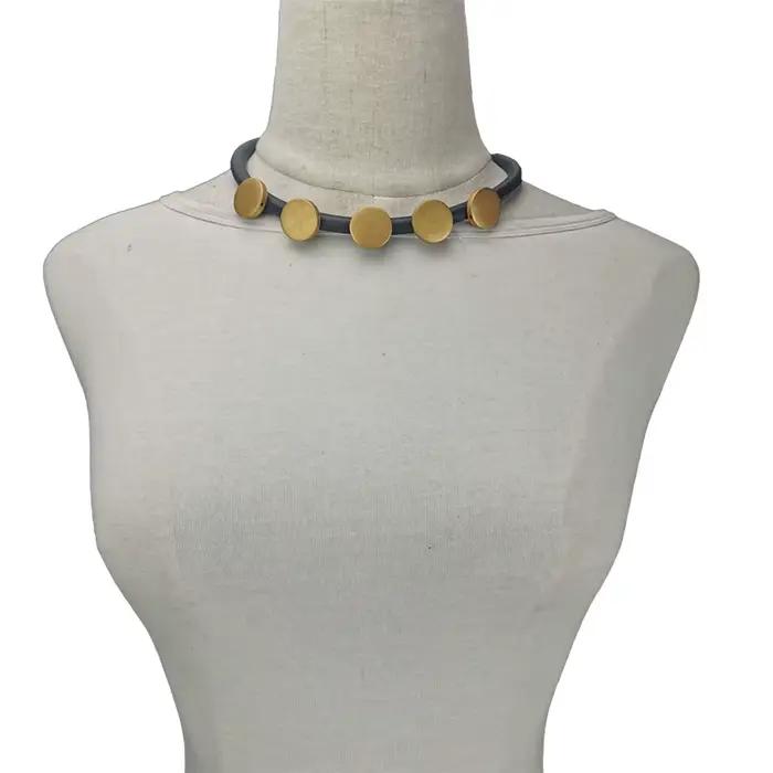 UKEBAY – collier ras du cou en bois pour femmes, Vintage, en caoutchouc, Simple, fait à la main, bij