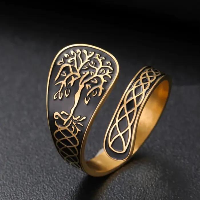 LIKGREAT – bague arbre de vie pour femmes et hommes, taille réglable, bande ouverte, guérison spirituelle, bijoux en acier inoxydable, cadeau Boho Hippie