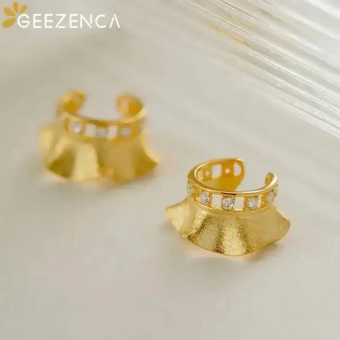 Boucle d'oreille clip à volants en argent S925 pour femme