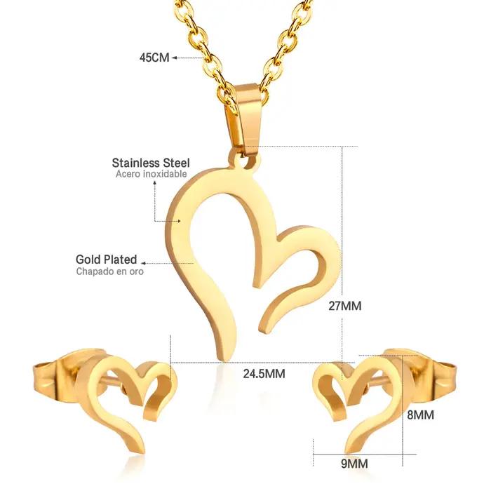 Petits ensembles de bijoux coréens pour femmes, colliers et boucles d'oreilles en acier inoxydable p