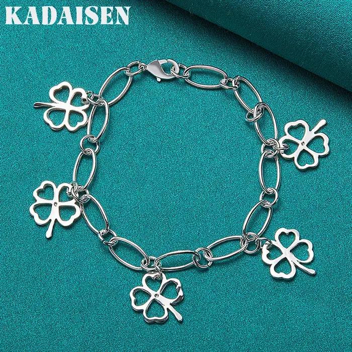 Bracelet trèfle en argent sterling 925 bijou de charme pour femmes occasions spéciales mariage fête