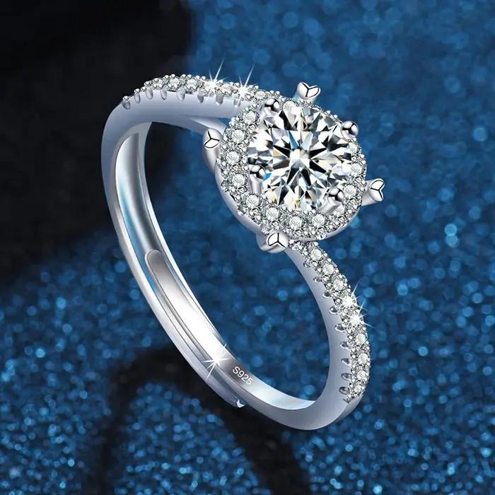 Bague en argent sterling 925 réglable pour femme avec pierres de zirconium pour occasions spéciales mariage soirée gala
