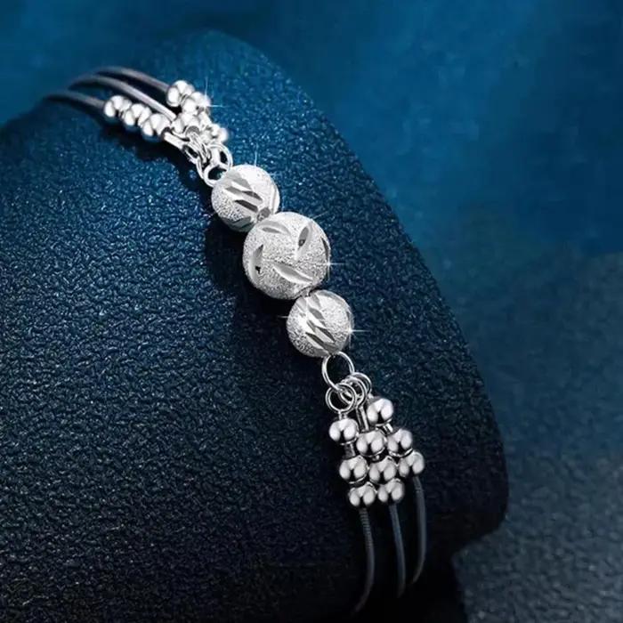 Bracelet en argent sterling 925 élégant avec breloques rondes pour femmes occasions spéciales style moderne tendance