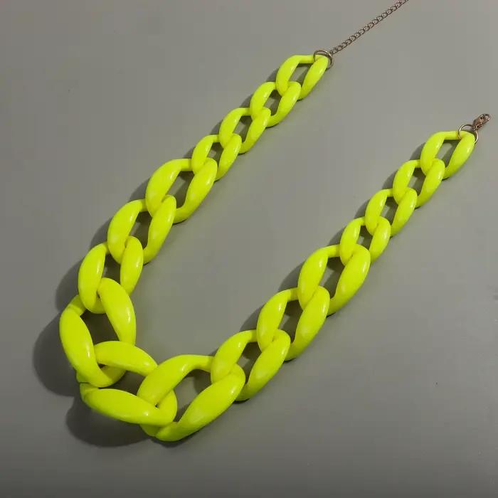 FishSheep-Collier Chunky Jaune en Acrylique pour Femme, Grand Ras du Cou en Résine, Bijoux Unisexe, Cadeaux de ix