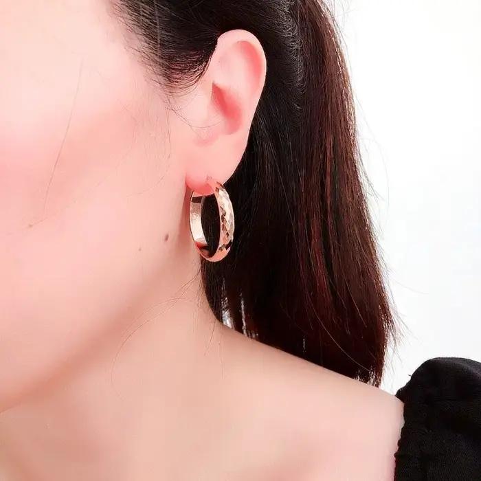 Boucles d'oreilles créoles plaquées or rose 14 carats pour femmes