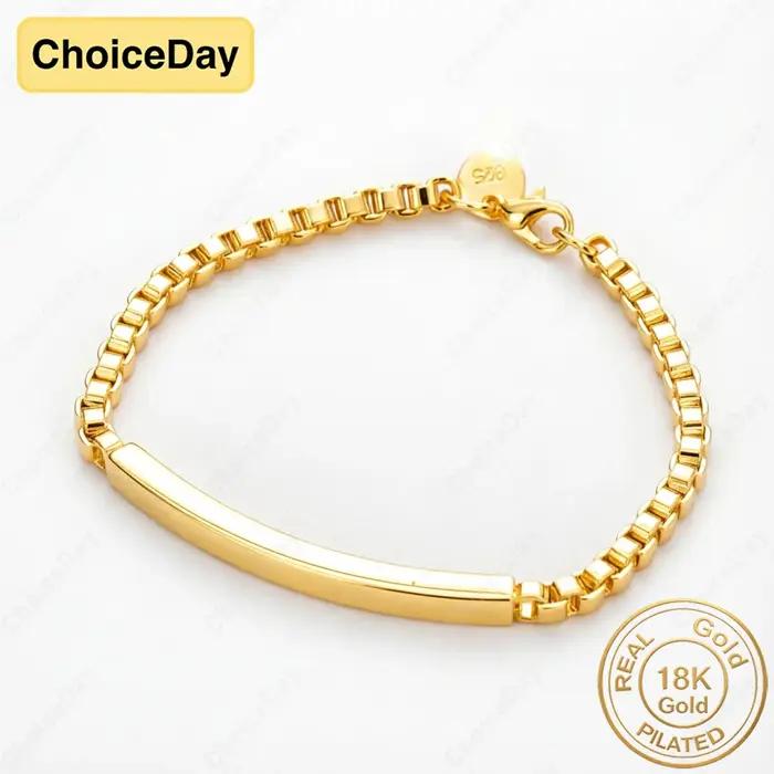 Bracelet chaîne classique plaqué or 18 carats 4 mm pour homme et femme