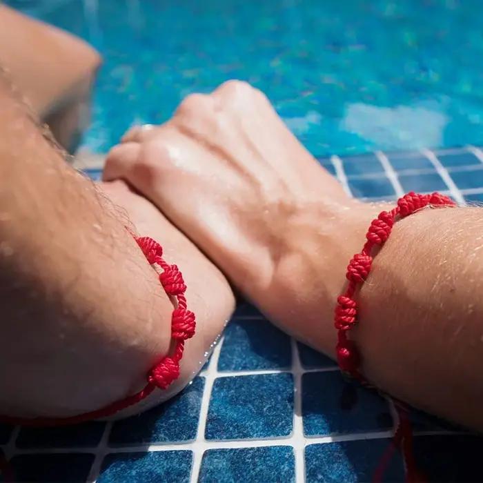 Bracelet à cordes rouges à 7 nœuds pour Couple