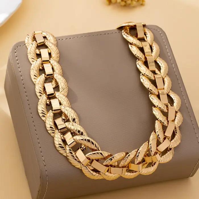 Collier pour femme, collier à chaîne à boucle ronde exagéré et tendance