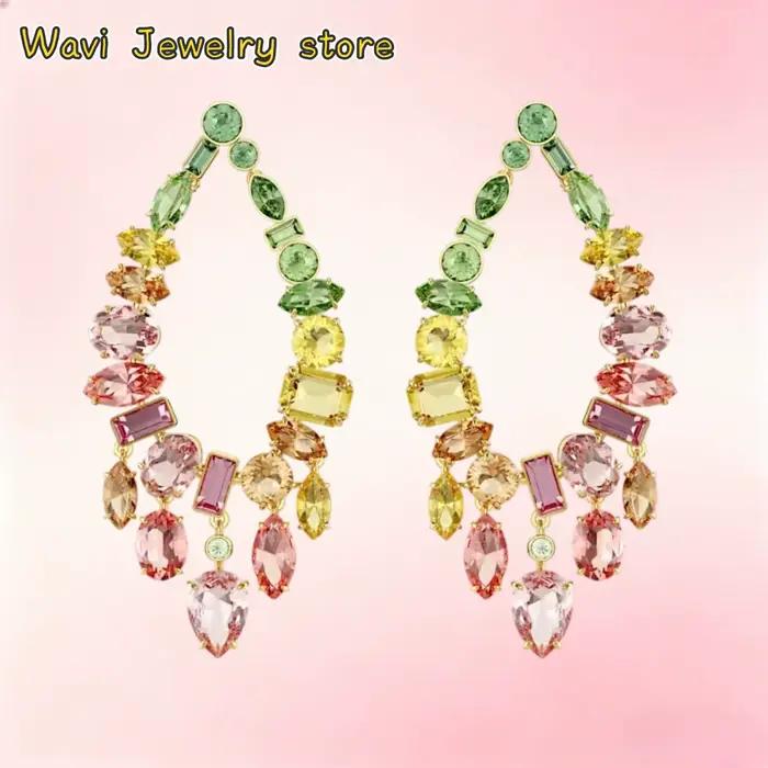 Meilleures ventes : boucles d'oreilles, colliers, ensemble de bijoux exquis, boucles d'oreilles et bracelet en cristal coloré et brillant, accessoires, cadeau romantique