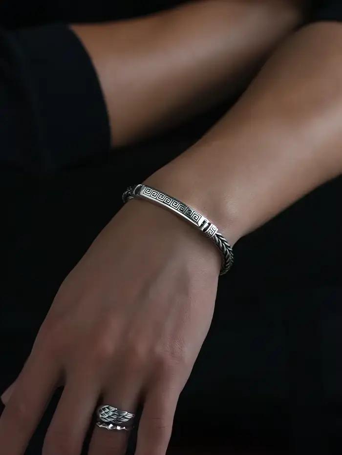 Bracelet rétro en argent sterling 925 pour hommes et femmes élégant à offrir pour occasions spéciales