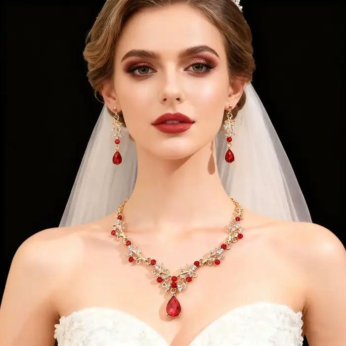 Ensemble collier et boucles d'oreilles intégrés en diamant d'eau pour mariée, bijoux de soirée à la mode, accessoires pour robe de mariée