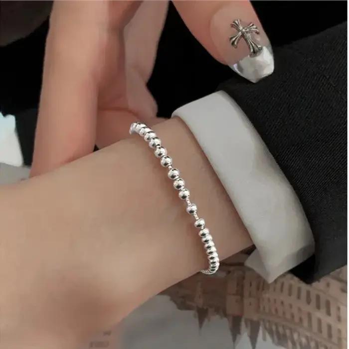 Bracelet en argent Sterling 925 massif pour femmes et hommes perles réglables bijou fait à la main cadeau d'anniversaire et de noël occassions spéciales soirée mondaine cérémonie familiale