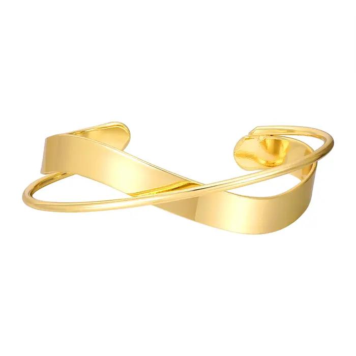 Vnox-Bracelets de manchette élégants pour femmes, gros bracelets ouverts en métal plaqué or, bracelet de manchette large poli