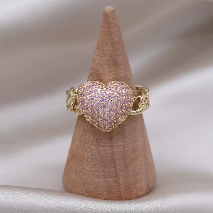 Bague de Luxe Rose en Plaqué Or 14K pour Femme