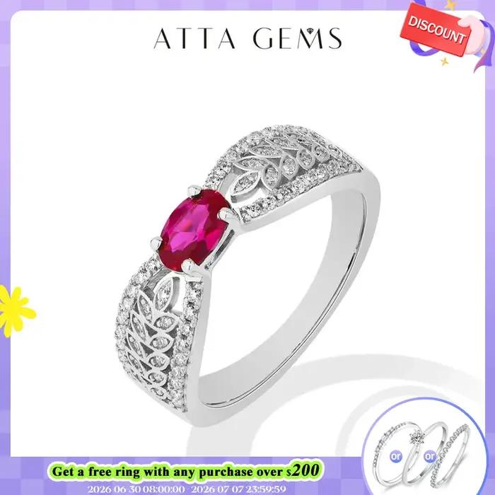 ATTAGEM Vintage magnifique laboratoire rubis femmes anneaux 925 en argent Sterling synthétique Moissanite bague pour proposition fête de mariage bijoux