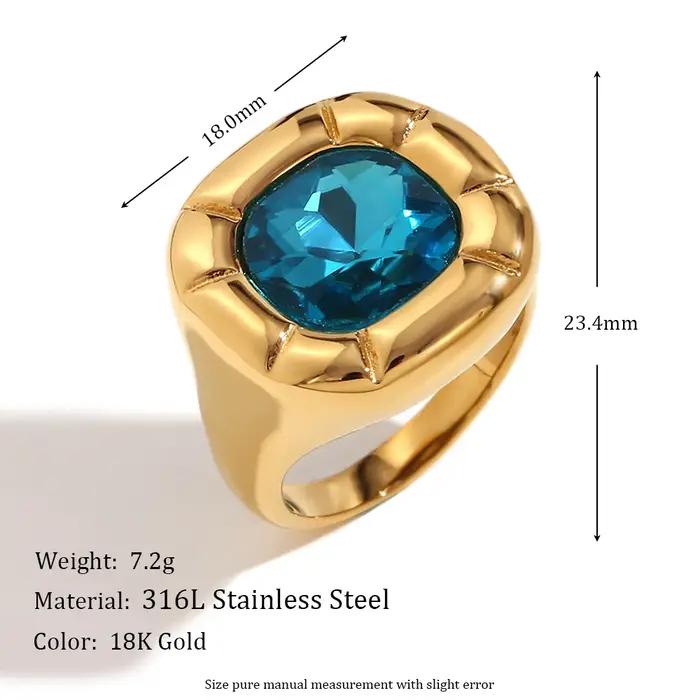 E.B.belle élégant arrondi carré Zircon fleur anneaux plaqué or bague en acier inoxydable femme quoti