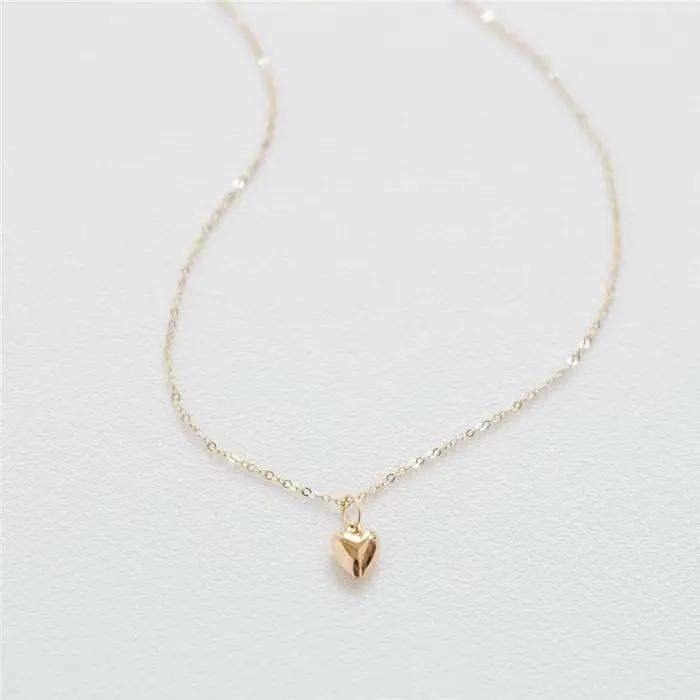Collier en forme de cœur rempli d'or 14 carats pour femme, tour de cou en or minimalisme, bijoux Boh