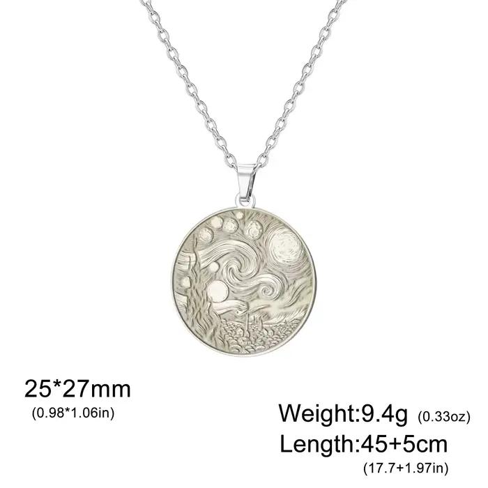 Collier La Nuit étoilée de Van Gogh, gravé, bijou artistique classique, cadeau, esprit créatif, esth