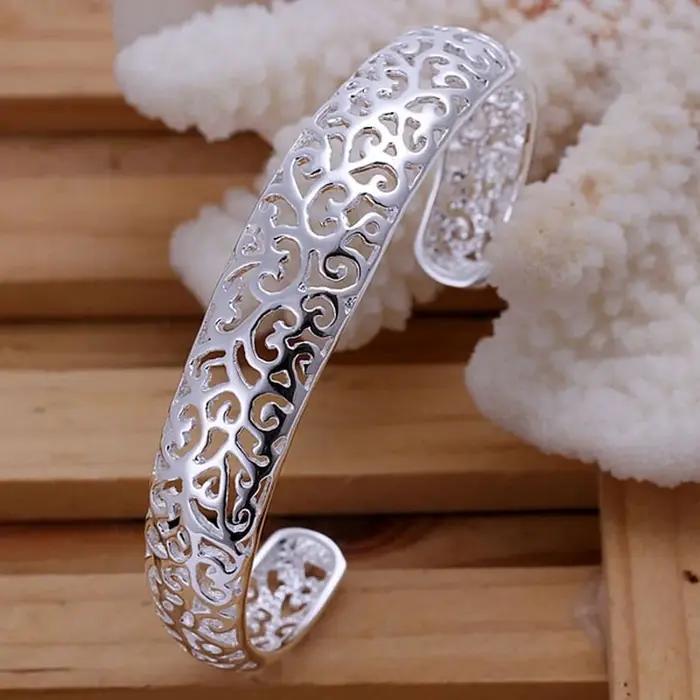 Bracelet ouvert en argent Sterling 925 pour femmes et filles