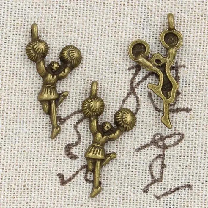 20 pièces breloques pom-pom girl 29x14mm Antique fabrication pendentif ajustement, Vintage tibétain