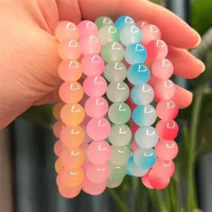 Bracelets en perles de cristal de quartz rose pour femmes et filles