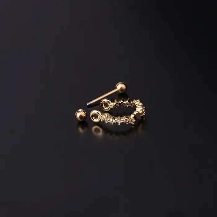 Boucles d'oreilles créoles en acier inoxydable avec zircon cubique dorées argentées pour femmes et jeunes filles pour toutes occasions spéciales