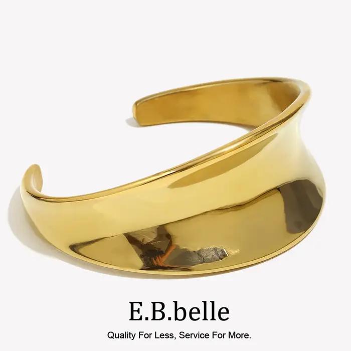 Bracelet de Manchette E.B.belle en Acier Inoxydable Plaqué Or 18K pour Femmes Occasions Spéciales Élégance Moderne Sophistication
