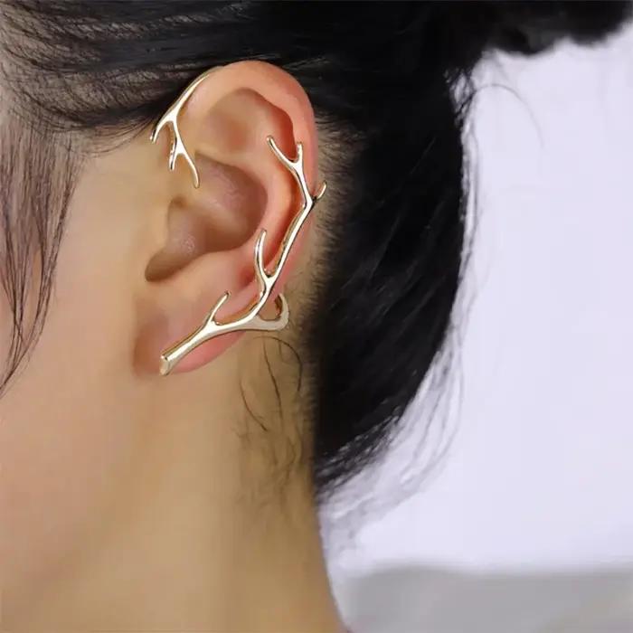 1 boucle d'oreille en forme de cerf à motif géométrique avec crochets pour les oreilles