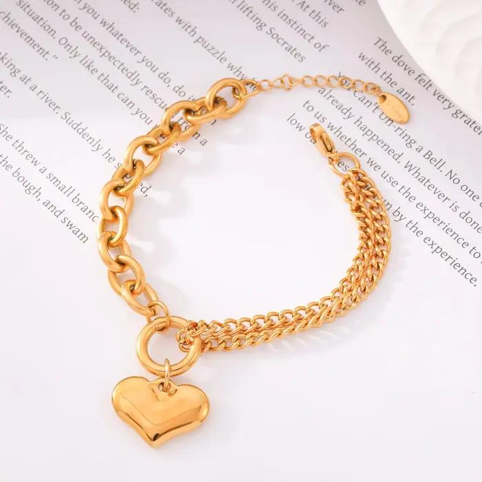Bracelet chaîne en acier inoxydable pour femmes plaqué or 18 carats, étanche, sans ternissement, bre