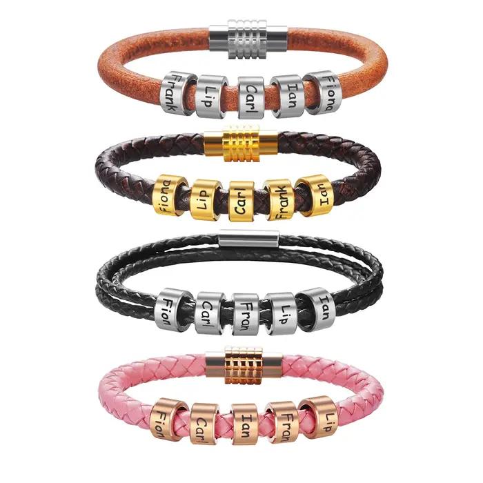 Bracelet personnalisé avec noms de famille pour hommes