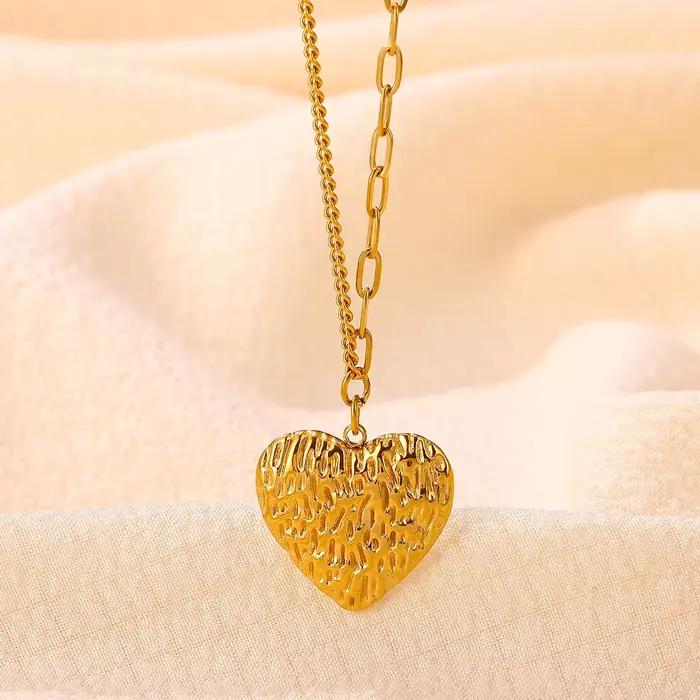 Collier soleil vintage pour femme, pendentif géométrique esthétique en forme de cœur, en acier inoxydable couleur or, bijou de mode pour clavicule, cadeau