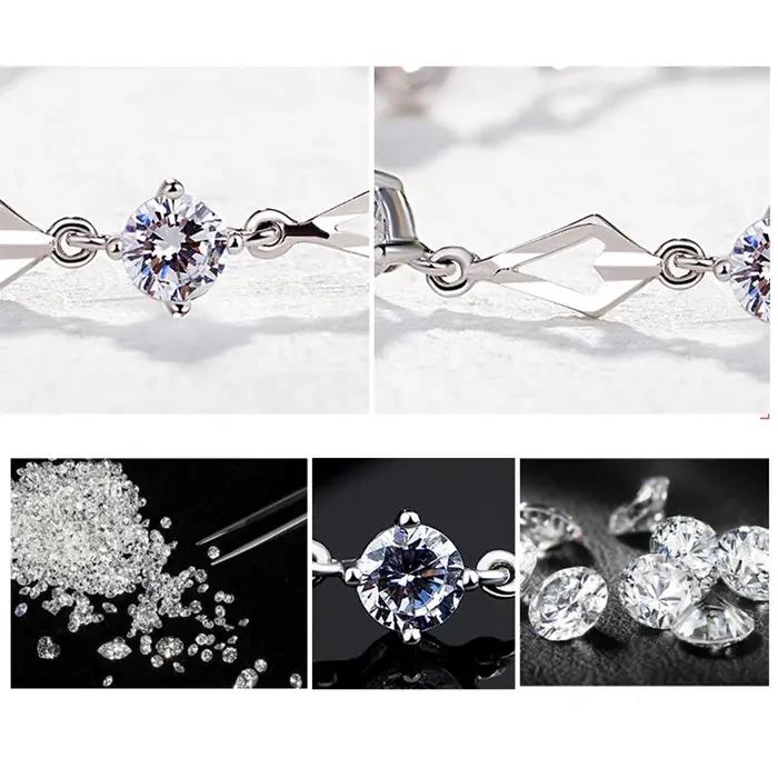 Bracelet à breloques en argent sterling 925 avec zircone cubique et cristal pour femme