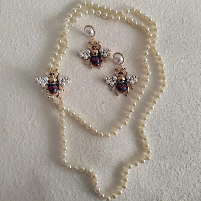 Ensemble de bijoux en cristal bleu marine pour femme