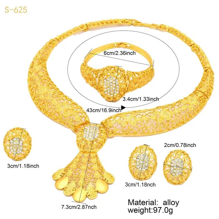 Ensemble de bijoux de mariée indien plaqués or pour femmes