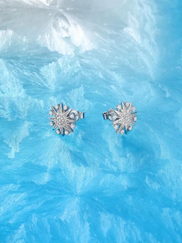 Boucles d'oreilles étoile à huit branches en argent Sterling S925 avec pierre zirconium pour femmes, bijoux de luxe simples, cadeau occasionnel