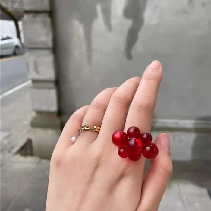 Bague en acrylique légère confortable avec perles